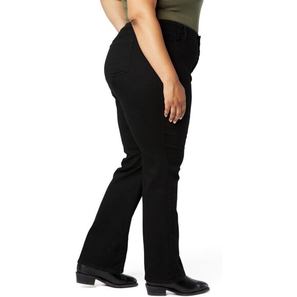 Women's Stretch Denim Bootcut Jeans Mid-Rise Casual Flare Black - Picture 2 of 4